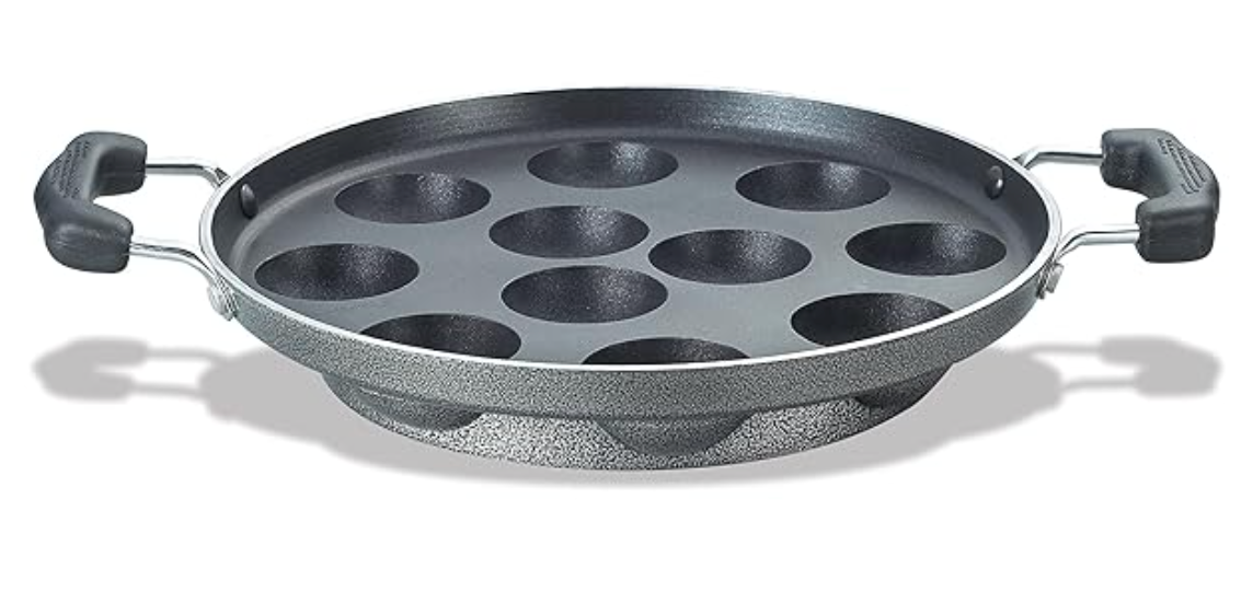 Prestige Omega Select Plus Non-Stick Paniyarakkal (Appe Maker)|11 pits| 25cm|Residue Free Coating |Metal Spoon Friendly