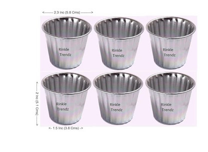 Aluminium - Mini Cake Moulds/Pudding/Jelly Cup Mould - Set of 6 Mini Glass - Beeded