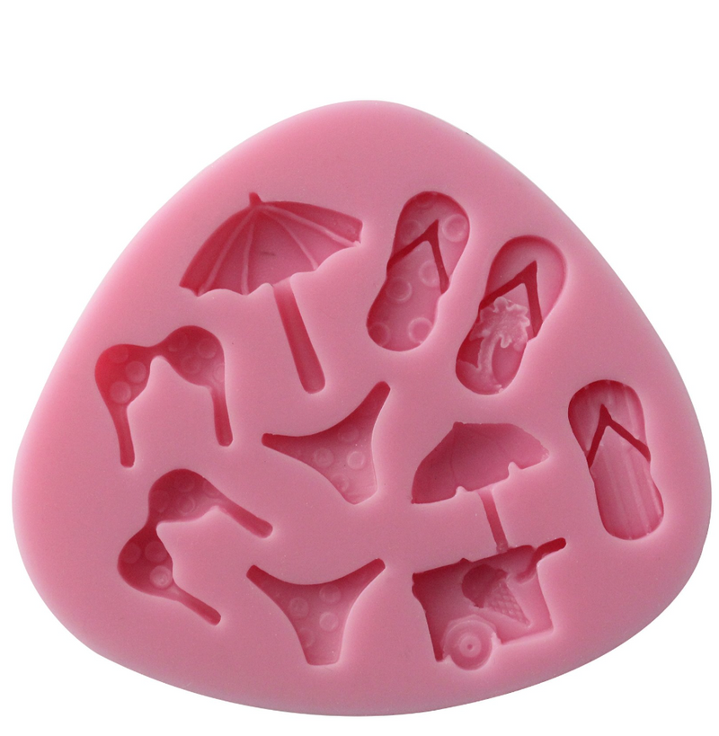 Beach Holiday Silicone Cake Decorating Mold for Fondant Cake Decoration, Cupcake Topper, Polymer Clay, Crafting, Resin Epoxy, Jewelry Making-1