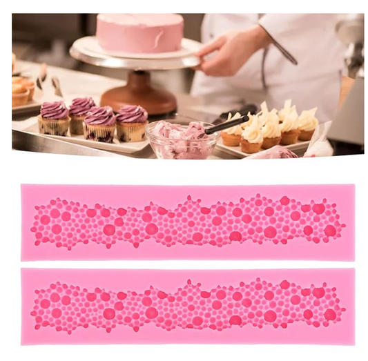 Borders Silicone Molds, Rope Mold Pearl Fondant Mold Bubble Mold Rope Bead Lace Border Mold for Sugar Craft Cupcake Toppers Wedding Party Cake Decor