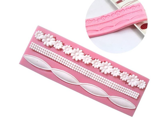 3 Strings Flower Cold Icing Silicone Cake Mold Fondant Bake Pastry Mould