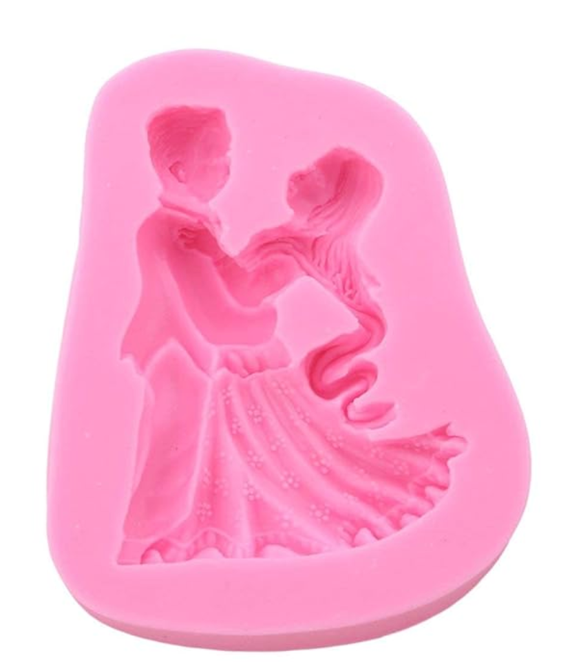 ஹோம்பேக்கர்ஸ் மார்ட் சிலிகான் டான்சிங் கப்பிள் ஃபாண்டன்ட் சாக்லேட் மோல்ட் கேக் அலங்கார கருவிகள், சீரற்ற நிறம் 