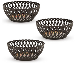 Ratan Plastic Round Medium Size 3 Piece Cane Fruit Baskets for Home Kitchen Storage-2