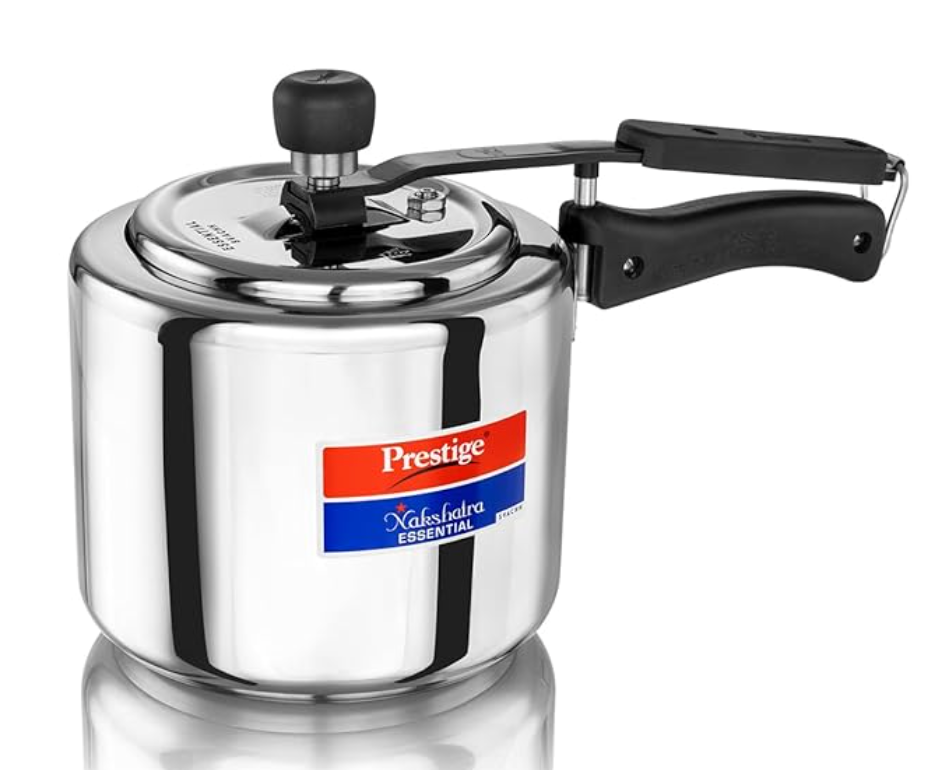 Prestige Nakshatra Essential Svachh Stainless Steel Pressure Cookers (3L, Silver, Tri-Ply Bottom, Inner Lid)