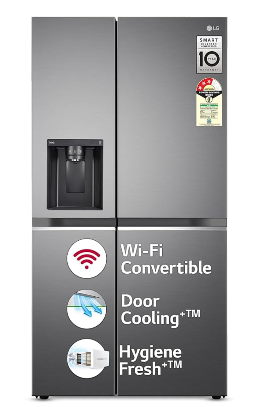 LG 630 Litres 3 Star Frost Free Side by Side Door Smart Wifi Enabled Refrigerator with Multi Air Flow (GL-L257CPZ3, Shiny Steel)