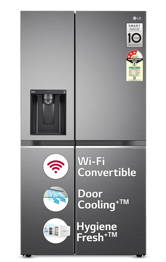 LG 630 Litres 3 Star Frost Free Side by Side Door Smart Wifi Enabled Refrigerator with Multi Air Flow (GL-L257CPZ3, Shiny Steel)