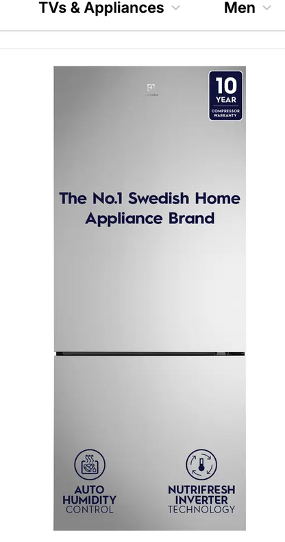எலக்ட்ரோலக்ஸ் அல்டிமேட் டேஸ்ட் 500 425 லிட்டர் 1 ஸ்டார் ஃப்ரோஸ்ட் இல்லாத டபுள் டோர் பாட்டம் மவுண்ட் ரெஃப்ரிஜிரேட்டர், டோர் அலாரம் உடன் (EBE4502C-S, ஸ்டெயின்லெஸ் ஸ்டீல்)