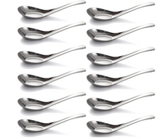 Velan Store Stainless Steel Dinner Spoons Set of 12 Chinese Soup Spoon Mirror Polished Asian Soup Spoons for Bouillon Dessert Cereal Thai Miso Ramen-1