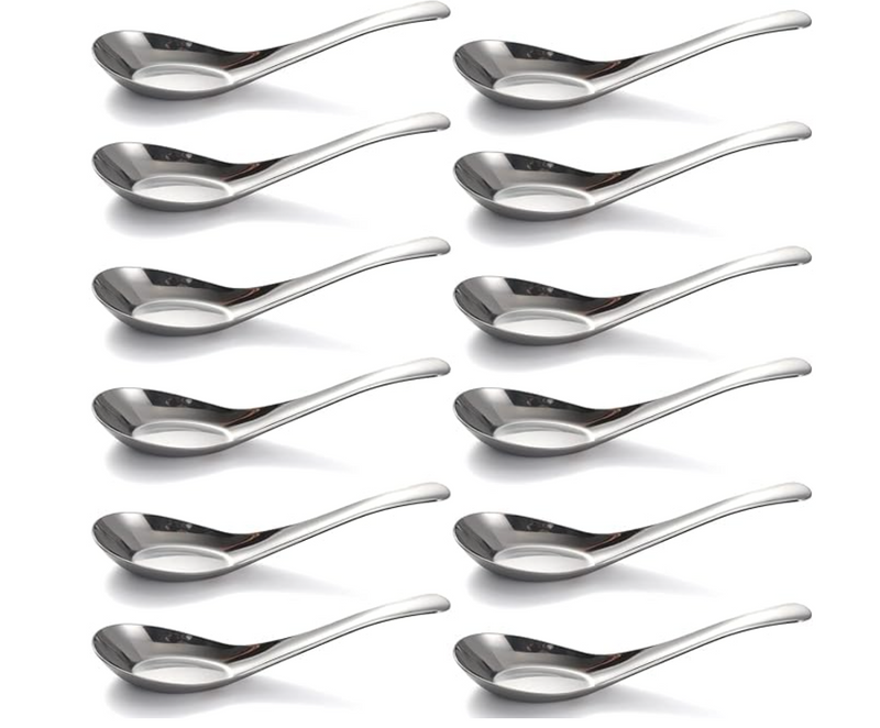 Velan Store Stainless Steel Dinner Spoons Set of 12 Chinese Soup Spoon Mirror Polished Asian Soup Spoons for Bouillon Dessert Cereal Thai Miso Ramen-1