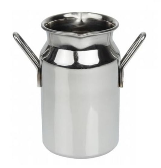 Velan Store Mini Stainless Steel Milk Churn Can – Traditional Milk Storage Container with Handles | Vintage-Style Metal Pot for Kitchen Decor, Gifting, and Functional Use (Food-Grade Steel)- Set of 1 Pcs