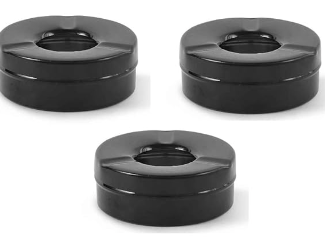 Velan Store Stainless Steel Black Matt Lid Ash Tray- Set of 3