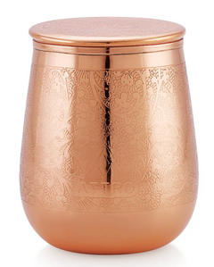 Pure Copper Glass with Lid – Handcrafted & Engraved Drinking Tumbler for Ayurvedic Health-1