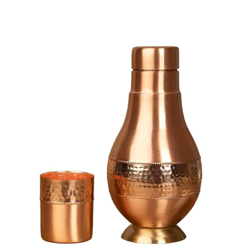 Elegant Copper Bedside Jar | Pure Copper Water Jar for Natural Hydration | VelanStore
