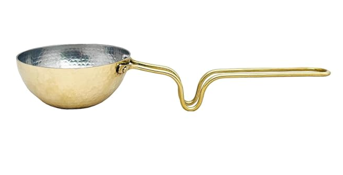 Hammered Brass Tadka Pan – Traditional Seasoning Pan with Long Handle