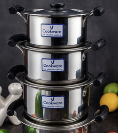 Vcookware स्टेनलेस स्टील स्टू पैन ढक्कन सहित-1