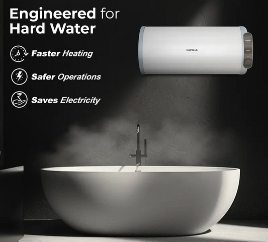 HAVELLS Fabia Slim 3 Star Horizontal Storage Geyser with Whirlflow Technology (White & Blue)