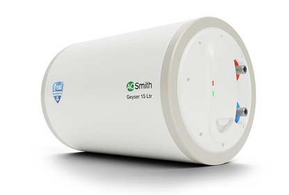 AO Smith 15 Litres 3 Star Horizontal Storage Water Geyser with Glass Coated Incoloy Heating Element (White)