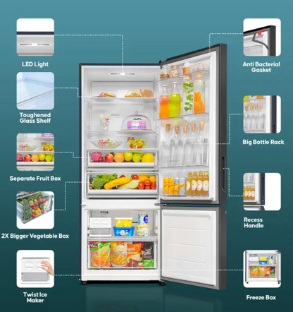 Haier 445 L Frost Free Double Door Bottom Mount 2 Star Convertible Refrigerator with Convertible 14-in-11 hour IcingDigital Control Panel