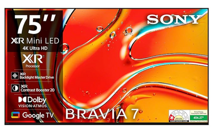 Sony 189 cm (75 inches) BRAVIA 7 4K Ultra HD AI Smart Mini LED Google TV K-75XR70 (Black)