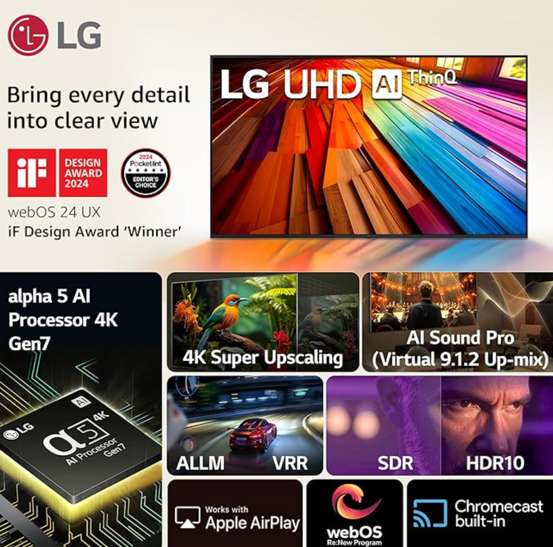 LG 217 cm (86 Inches) UT80 Series 4K Ultra HD (3840 x 2160) Smart webOS LED TV 86UT80506LA-2