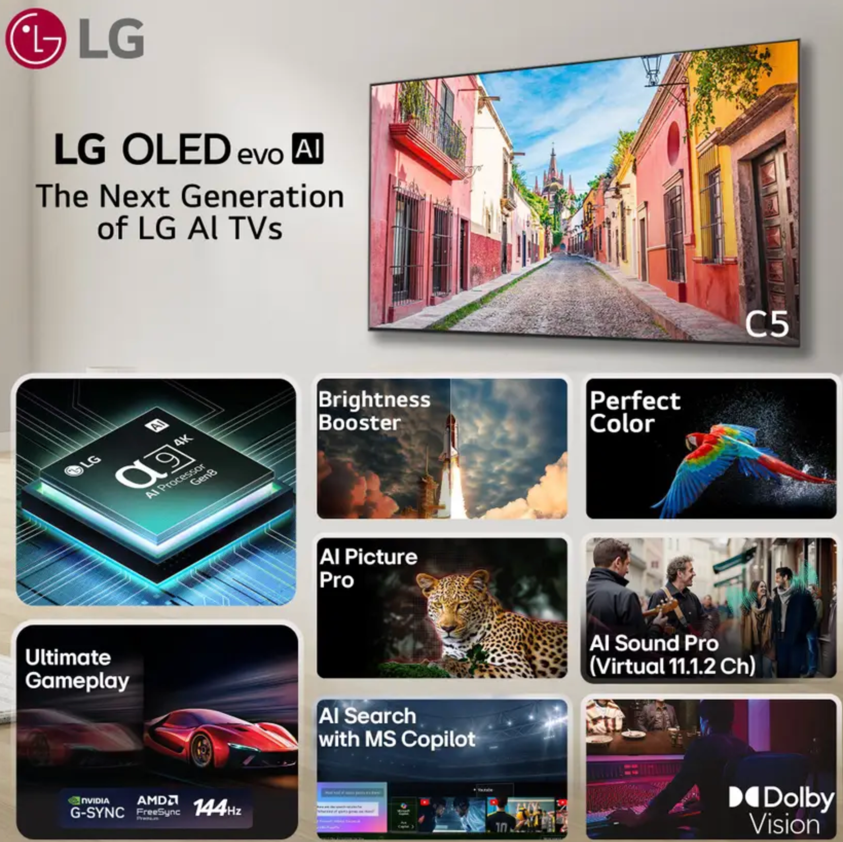 LG evo AI C5 139.7 செ.மீ (55 இன்ச்) OLED 4K அல்ட்ரா HD ஸ்மார்ட் WebOS டிவி டால்பி விஷன் &amp; டால்பி அட்மாஸ் உடன் (2025 மாடல்)