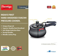 Prestige Nakshatra Plus Svachh Hard Anodised Aluminium Spillage Control Handi Pressure Cooker (Black)2 L, 3 L, 5 L, 6.5 L-2