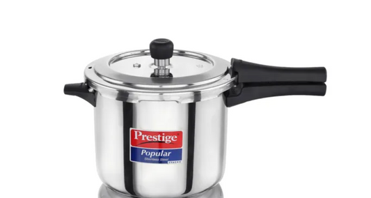 Prestige Svachh Popular Spillage Control Stainless Steel Pressure Cooker, (Silver) | Gas and Induction Compatible | 1.5L, 3L, 5L