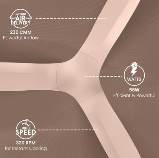 Crompton Silent Pro Fluido Wave 1 Star 1200 mm 3 Blade Ceiling Fan (2X Silent Operation | Cinanmon Blush | Pack of 1)