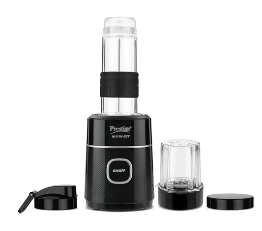 प्रेस्टीज न्यूट्री-जेट 450 वाट जूसर मिक्सर ग्राइंडर (450 वाट मोटर | 2 जार | काला)