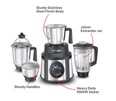 Prestige Endura 1000 W Juicer Mixer Grinder (mixer | 4 Jars | Black, Silver)-2