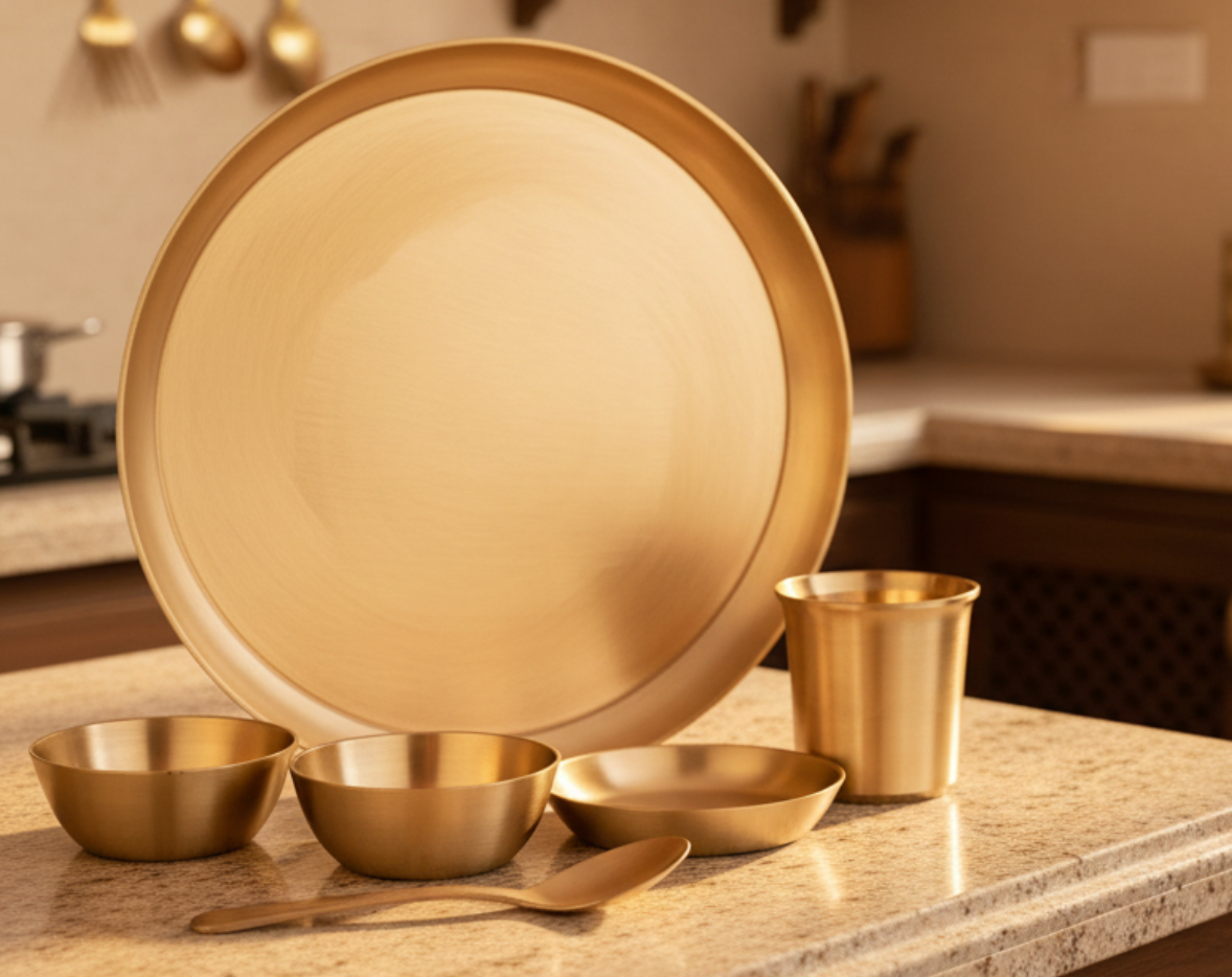 कांसा/कांस्य प्लेट, चुनिंदा उत्पादों का 6 का सेट