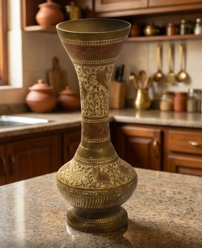 Pure Brass Vintage Hand Carving Flower pot