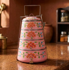 Beautiful Pink Design Lunch Box With 4 Compartment-1