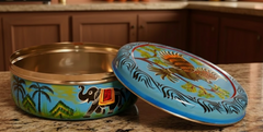 Hand Painted Steel Storage Box With Beautiful Bird Design-1
