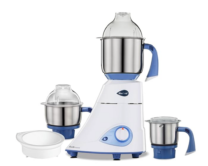Preethi Blue Leaf Diamond MG-214 mixer grinder 750 watt (Blue/White), 3 jars & Flexi Lid, FBT motor with 2yr Guarantee & Lifelong Free Service-1