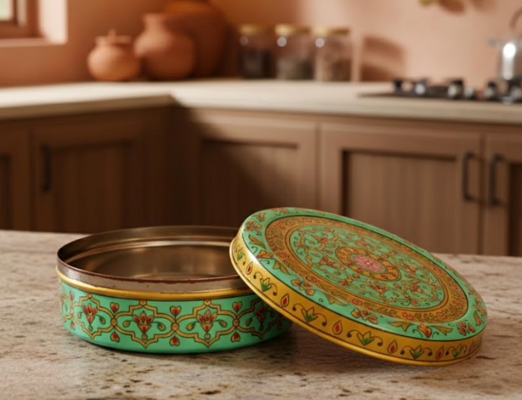 Hand Painted Steel Storage Box With Beautiful Mandala work-1