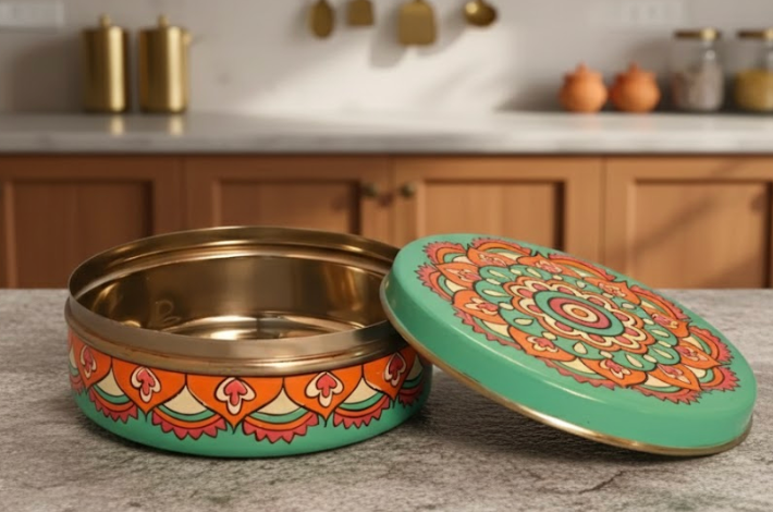 Hand Painted Steel Storage Box With stylish Mandala Art-1