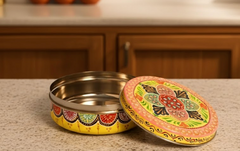Hand Painted Steel Storage Box With Beautiful Multi Color Design-1