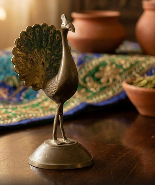 brass vintage peacock statue