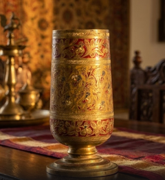 vintage brass glass with unique carving design-1