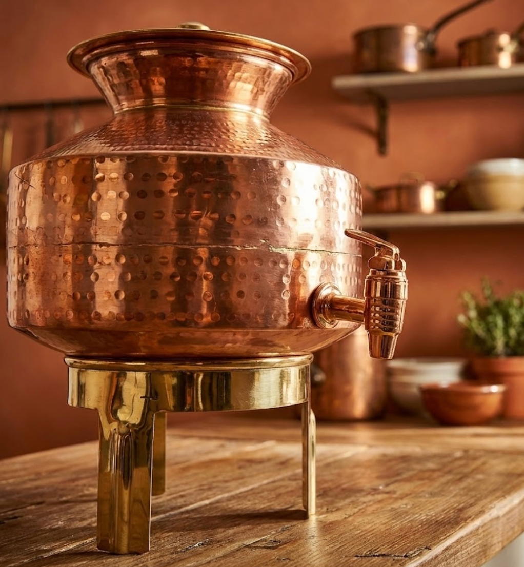 Handmade Pure Copper Water Dispenser With Stand-1