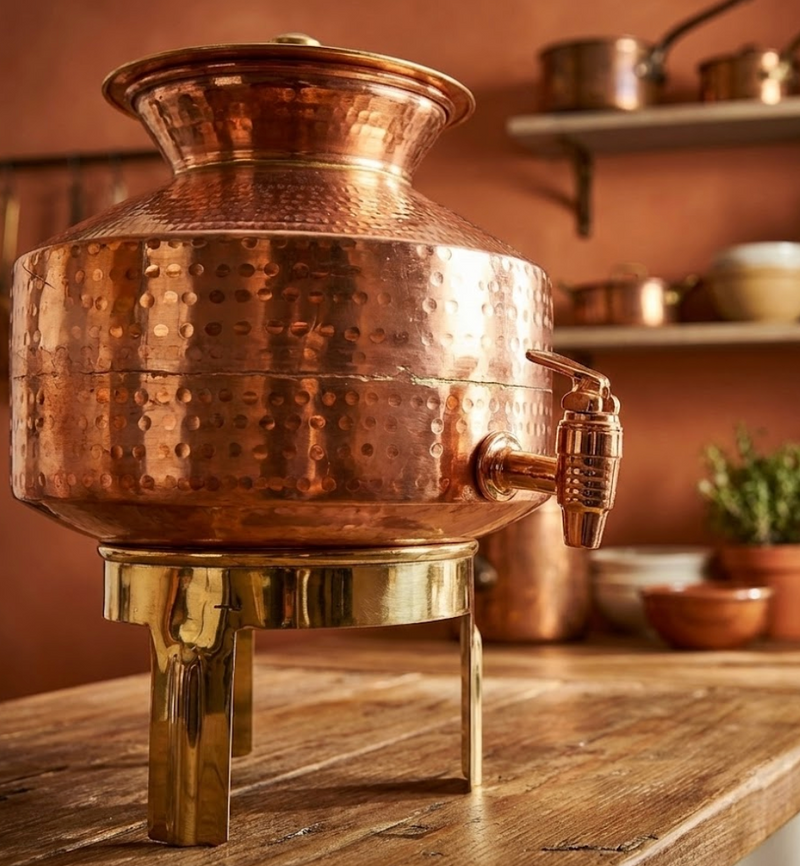 Handmade Pure Copper Water Dispenser With Stand-1