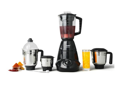 Prestige IRIS Plus 750 W Mixer grinder with 4 Jars (3 stainless steel Jars+ 1 Juicer Jar)| 4 Super efficient stainless blades | 2 years warranty| Black