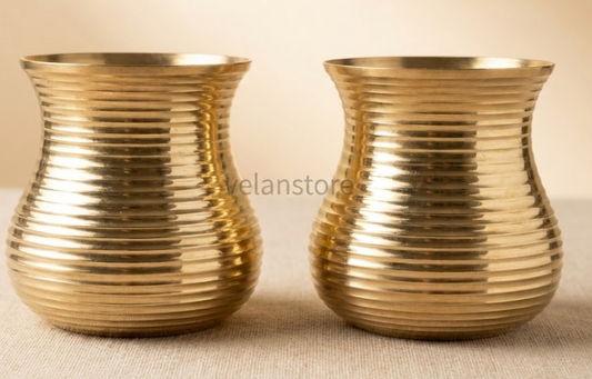 Brass damru Glass Set of 2