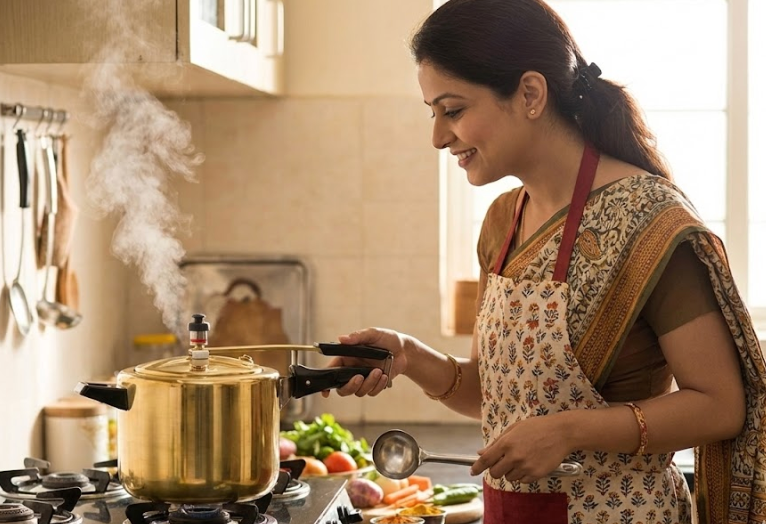 Brass Cooker with tin coating |  Pital Pressure Cooker-2