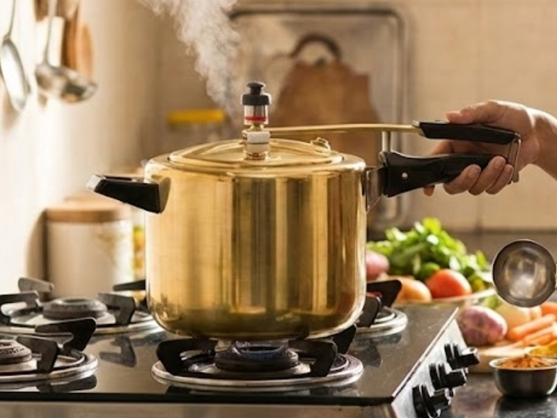 Brass Cooker with tin coating |  Pital Pressure Cooker-3