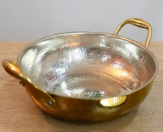 Shribadri Pure Brass Kadhai with Lid – Traditional Cooking Pot