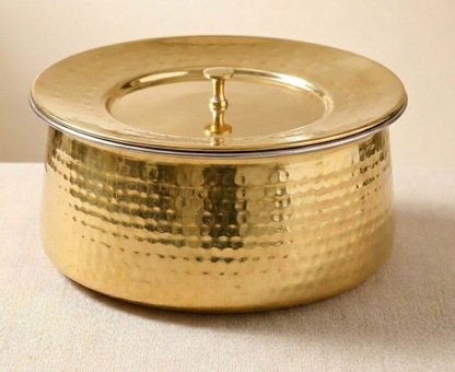 Shribadri Pure Brass Handi Set with Lids – Handcrafted Cookware with Tin Coating