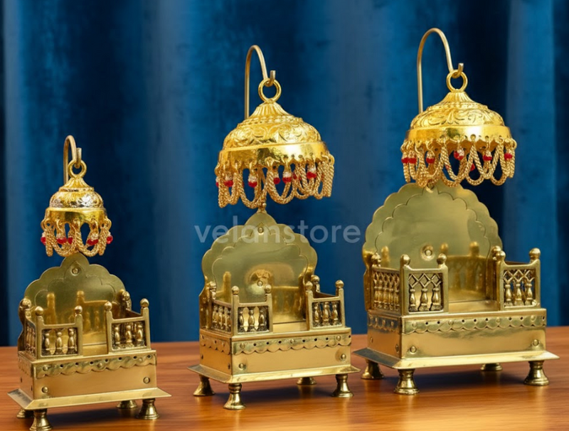 Shribadri Traditional Brass Singhasan for God Idol with Chatar – Ideal for Home Temple & Mandir-2