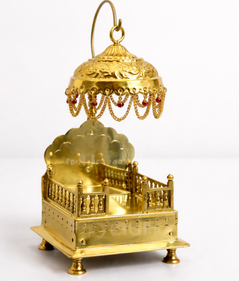 Shribadri Traditional Brass Singhasan for God Idol with Chatar – Ideal for Home Temple & Mandir-1